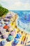 Painting watercolor seascape colorful of lovers, family vacation