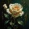 a painting of a white rose with the words quot peonies Ethereal Reverie A Cinematic Exploration