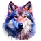 a painting of a wolfs head on a white background