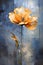 a painting of a yellow flower in a vase. Oil Painting of a Cobalt color flower perfect for Wall Art.