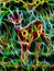 Painting of young deer in wild landscape with high grass. fractal effect.