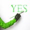 Paintor\'s hand describing yes