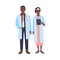Pair of african american doctors wearing physician coats. Man and woman medics or surgeons dressed in medical uniform