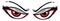 Pair of angry red eyes, illustration, vector