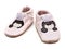 Pair baby rose leather slippers