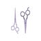 A pair of barber scissors for haircut in barbershop or beauty salon.