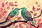 Pair of beautiful birds, wildlife illustration. Generative AI