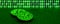 A pair of bitcoins lies on a cardboard surface on the background of a monitor depicting a binary code of bright green zeros and on