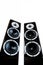 Pair of black high gloss music speakers