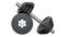 Pair of black rubber metal Dumbbell. 3d rendering illustration isolated on white background. Gym, fitness and sports