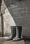 Pair of Black rubber rain boots