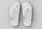 Pair of blank white beach slippers, design mock up, clipping path, 3d illustration. Home plain flip flops mock up template top vie