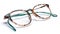 Pair of Blue and Brown Eyeglasses or Reading Glasses on White Background