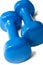 Pair of blue dumbbells