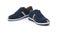 Pair of blue leisure shoes for man on white