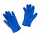 Pair of blue medical rubber gloves for carrying out procedures and manipulations