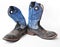 A pair of blue rodeo cowboy boots