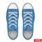 Pair of blue simple sneakers. Realistic Vector