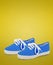 Pair of blue unisex and kids sport shoes