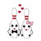 Pair of bowling pins. Love. Valentines day. vector