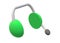 A pair of bright luminous green 3D cover ear headphones with microphone white backdrop