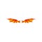 Pair of bright orange dragon wings. Accessory of carnival costume. Flat vector element for children book or invitation