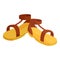 Pair of brown sandals icon, cartoon style
