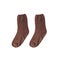 Pair of brown warm winter knitted socks isolated on a white