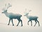 A pair of caribou walking together through a snowy landscape. Cute creature. AI generation