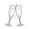 Pair of champagne glasses, holiday toast