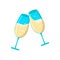 Pair champagne glasses, set of sketch style vector illustration