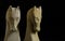 Pair of chess horses carved in stone