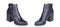 Pair of classical woman crocodile leather ankle boots booties shoes. Two isolated