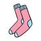 A pair of colored socks. Color vector illustration. Hand-drawn isolated on a white background. Doodle style clothing element