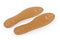 Pair of the corkwood and textile insoles of universal size