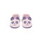 Pair of cozy domestic slippers with bear panda face a vector illustration.