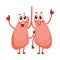 Pair of cute and funny, smiling human lung characters