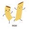 Pair of cute happy pasta dancing vector design