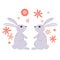 Pair of cute rabbits clip art