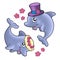 Pair of cute wedding dolphins