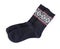 A pair of dark blue socks for lady on white