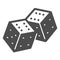 Pair of dice, casino bones with black spots solid icon, gamblimg concept, dices vector sign on white background, glyph