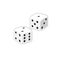 Pair of dice vector clipart. Two white craps board game. Isolated illustration icon