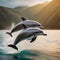 A pair of dolphins leaping in perfect synchronization through sparkling waves3