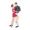 Pair of elegantly dressed boy and girl dancing salsa. Young dancers performing beautiful Latin American dance on stage