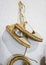 Pair of espadrilles made of Esparto halfah grass or esparto grass. hanging on a white wall