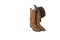 A pair of fancy brown cowboy boots with a brown outback hat