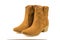 A pair of fashionable suede short boots isolated on a white background.