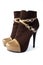 Pair of fasionable brown susede women boots with high heels