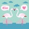 Pair of flamingo bird cartoon , card